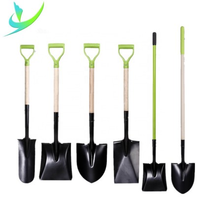 Steel Handle Shovel Farm Tools And Names S503D Carbon Steel Shovel Head With Wood Handle